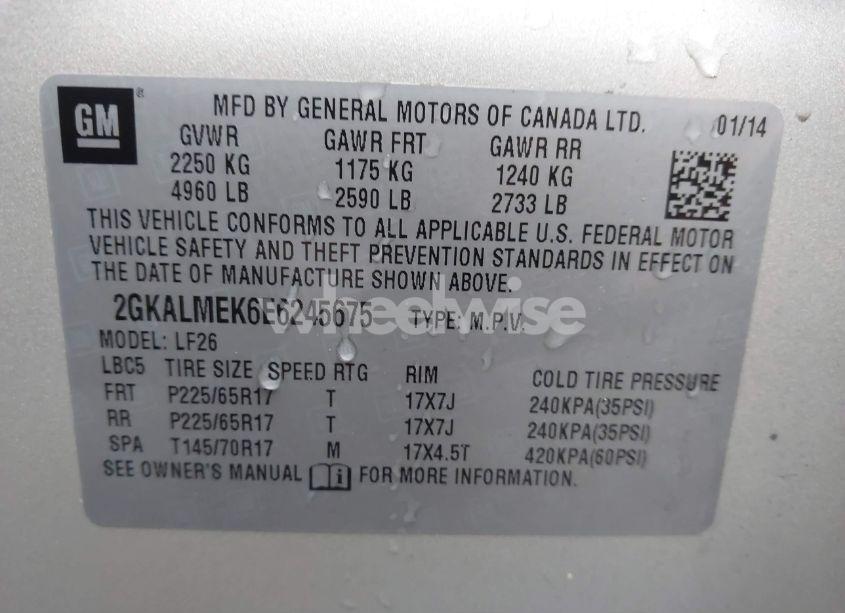 Photo 9 of 2014 Gmc Terrain SLE-1 (VIN 2GKALMEK6E6245675)