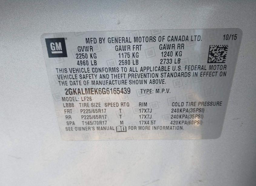 Photo 9 of 2016 Gmc Terrain SLE-1 (VIN 2GKALMEK6G6165439)