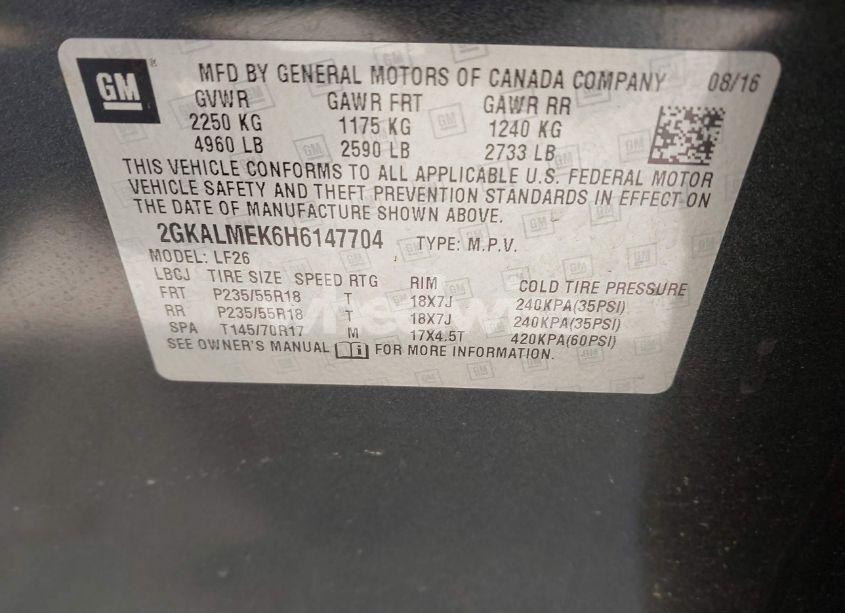 Photo 8 of 2017 Gmc Terrain SLE-1 (VIN 2GKALMEK6H6147704)