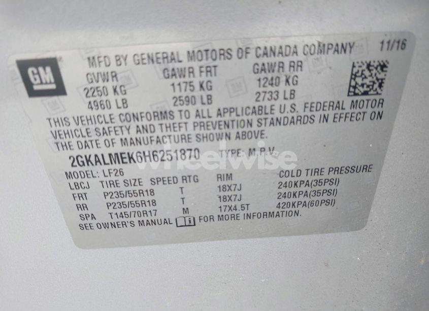 Photo 9 of 2017 Gmc Terrain SLE-1 (VIN 2GKALMEK6H6251870)