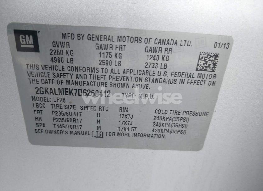 Photo 9 of 2013 Gmc Terrain SLE-1 (VIN 2GKALMEK7D6260412)