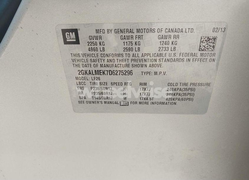 Photo 9 of 2013 Gmc Terrain SLE-1 (VIN 2GKALMEK7D6275296)