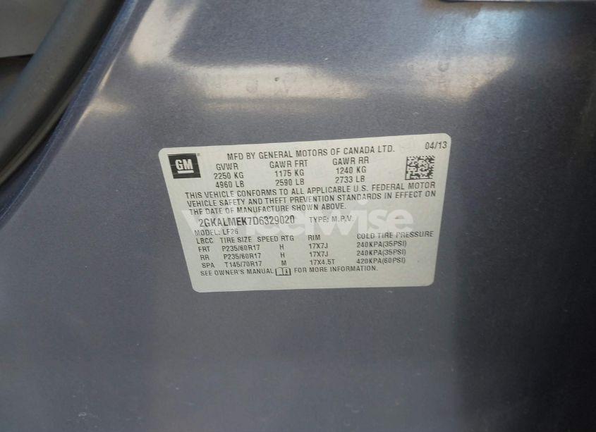 Photo 9 of 2013 Gmc Terrain SLE-1 (VIN 2GKALMEK7D6329020)