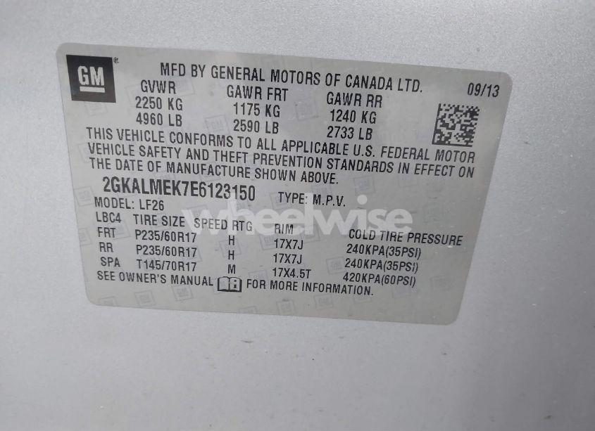 Photo 9 of 2014 Gmc Terrain SLE-1 (VIN 2GKALMEK7E6123150)