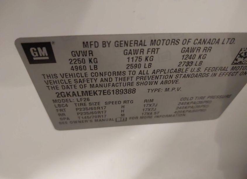 Photo 9 of 2014 Gmc Terrain SLE-1 (VIN 2GKALMEK7E6189388)