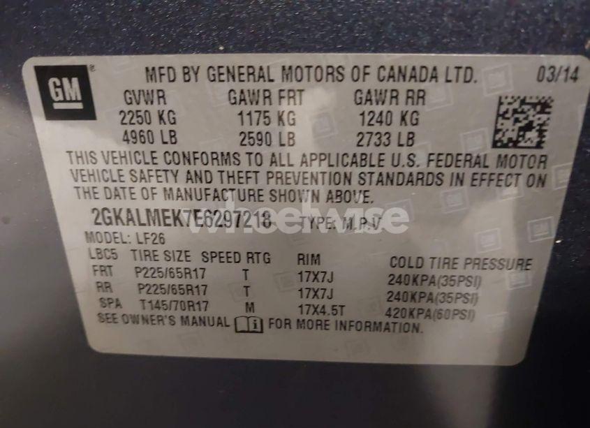 Photo 9 of 2014 Gmc Terrain SLE-1 (VIN 2GKALMEK7E6297218)