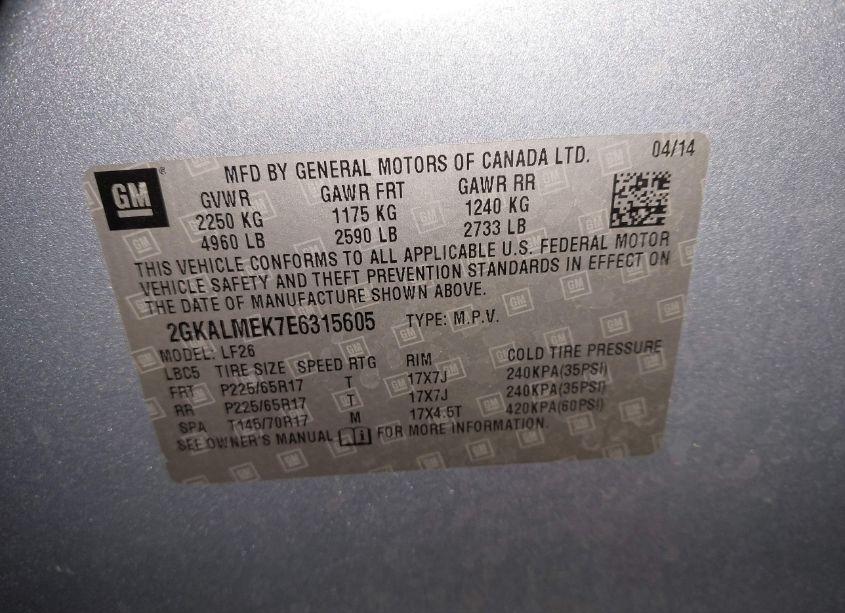 Photo 9 of 2014 Gmc Terrain SLE-1 (VIN 2GKALMEK7E6315605)