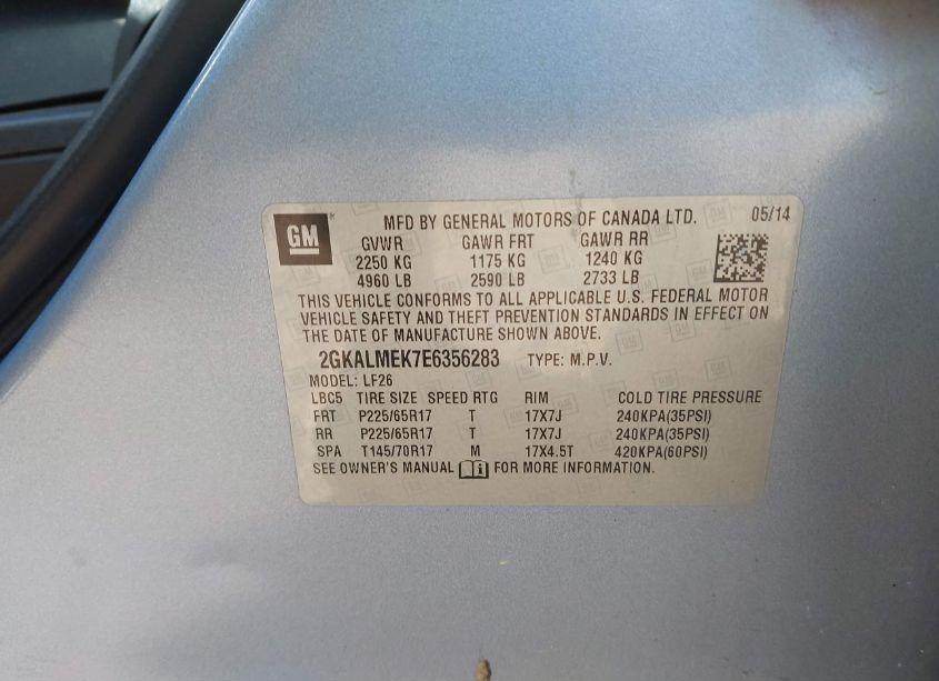 Photo 9 of 2014 Gmc Terrain SLE-1 (VIN 2GKALMEK7E6356283)