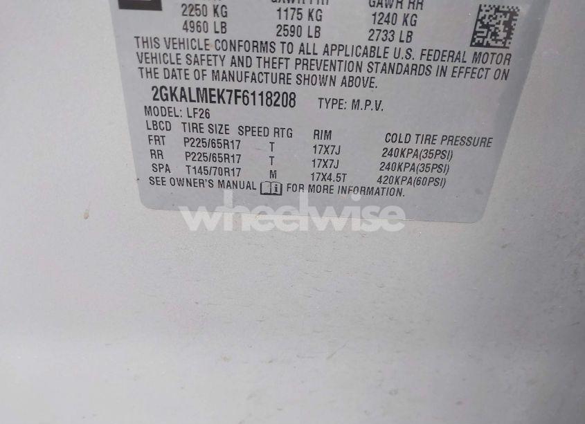 Photo 9 of 2015 Gmc Terrain SLE-1 (VIN 2GKALMEK7F6118208)