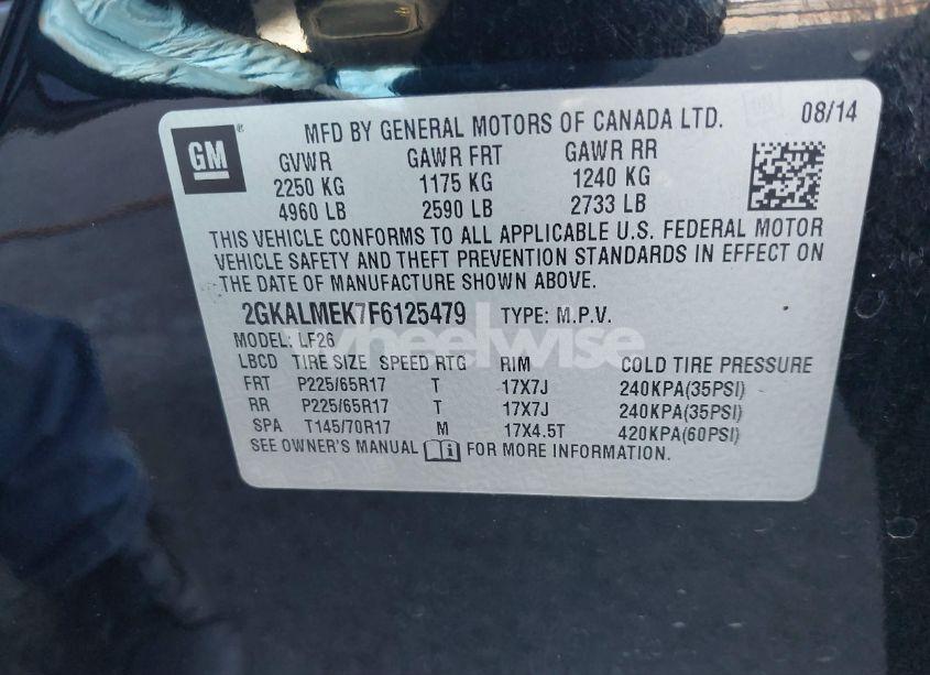 Photo 9 of 2015 Gmc Terrain SLE-1 (VIN 2GKALMEK7F6125479)