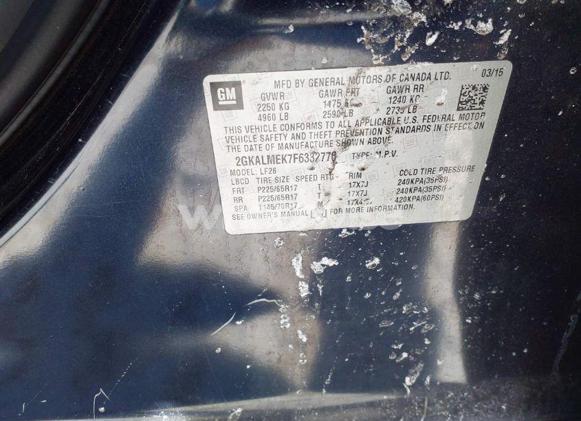 Photo 9 of 2015 Gmc Terrain SLE-1 (VIN 2GKALMEK7F6332776)