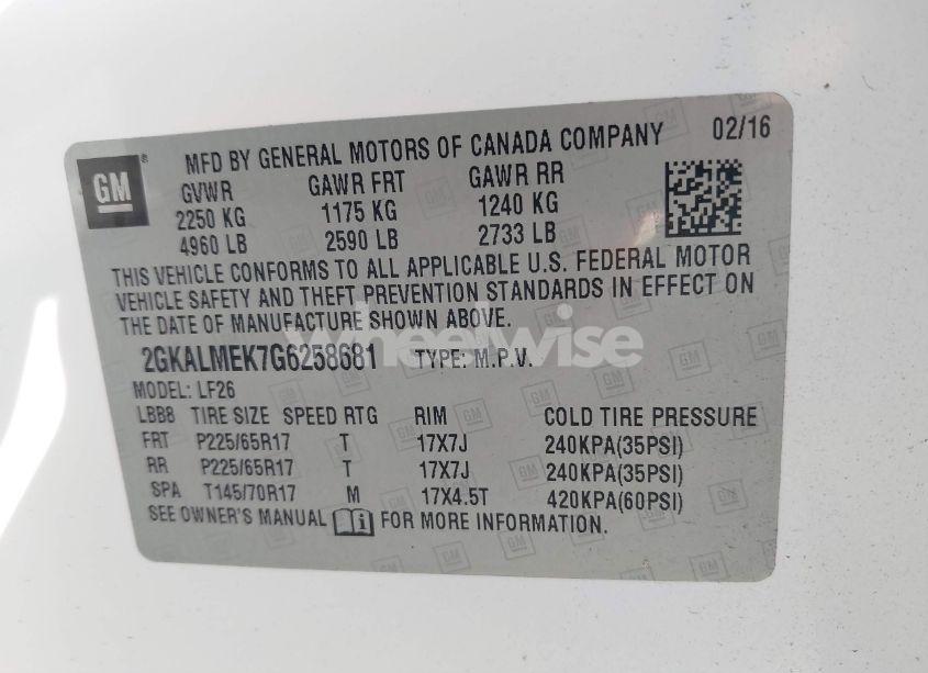 Photo 9 of 2016 Gmc Terrain SLE-1 (VIN 2GKALMEK7G6258681)