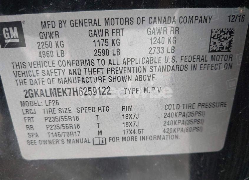 Photo 9 of 2017 Gmc Terrain SLE-1 (VIN 2GKALMEK7H6259122)