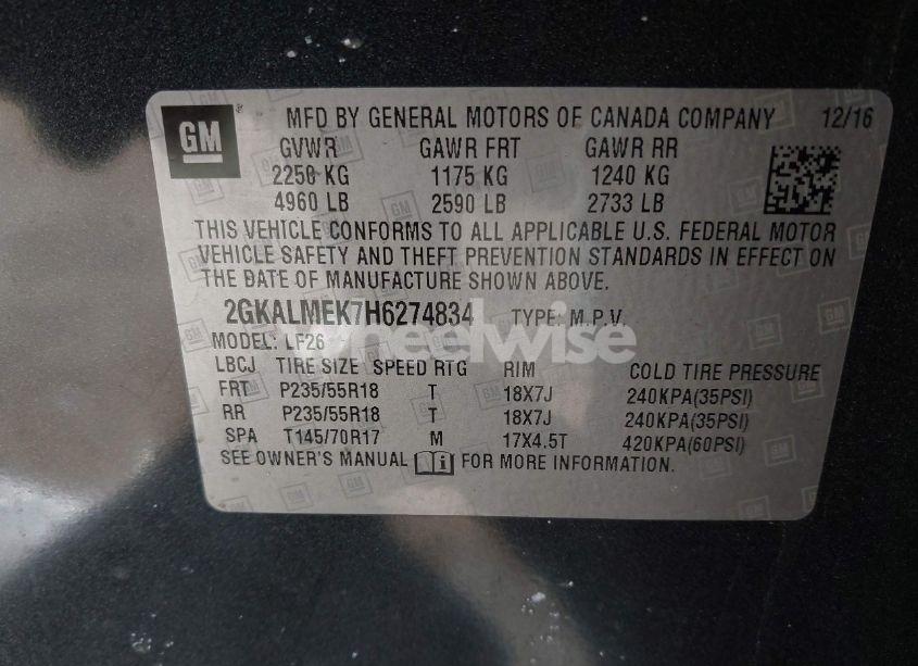 Photo 9 of 2017 Gmc Terrain SLE-1 (VIN 2GKALMEK7H6274834)