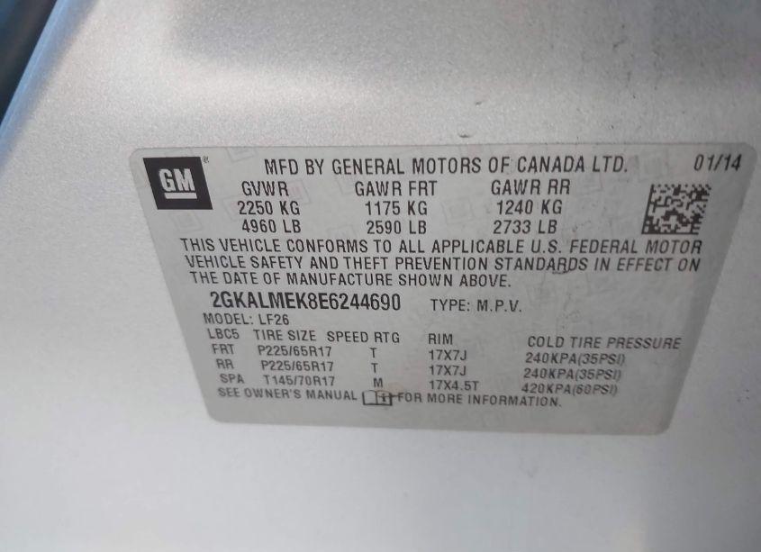 Photo 9 of 2014 Gmc Terrain SLE-1 (VIN 2GKALMEK8E6244690)