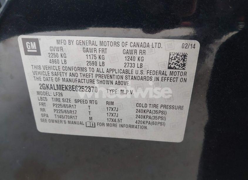 Photo 9 of 2014 Gmc Terrain SLE-1 (VIN 2GKALMEK8E6252370)