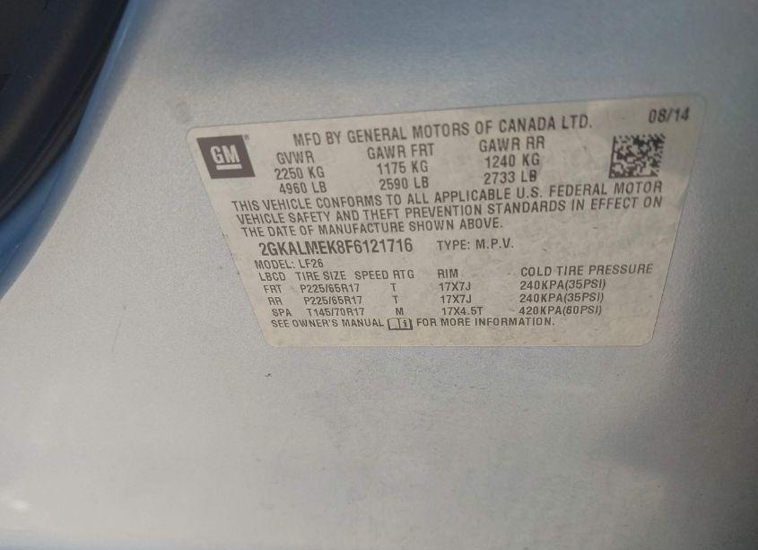 Photo 9 of 2015 Gmc Terrain SLE-1 (VIN 2GKALMEK8F6121716)