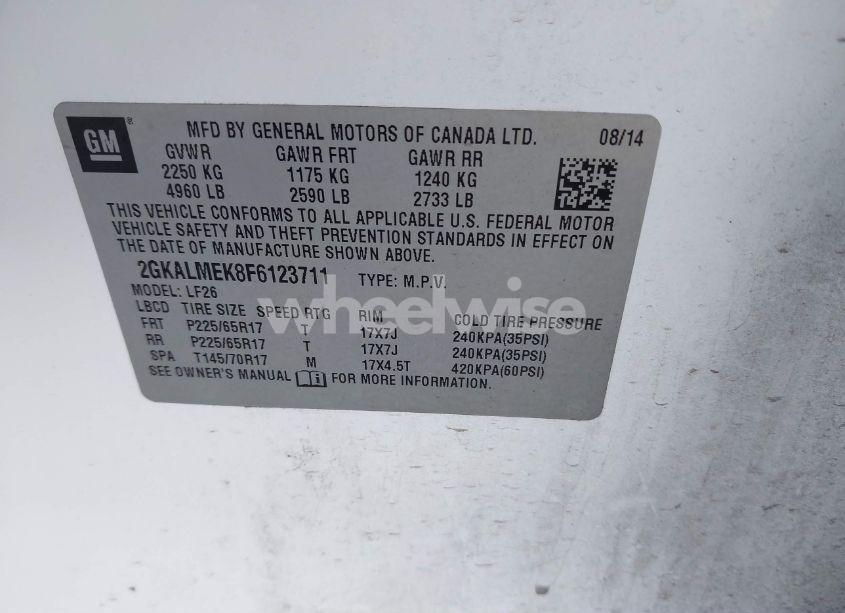 Photo 9 of 2015 Gmc Terrain SLE (VIN 2GKALMEK8F6123711)