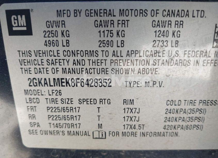 Photo 9 of 2015 Gmc Terrain SLE-1 (VIN 2GKALMEK8F6428352)