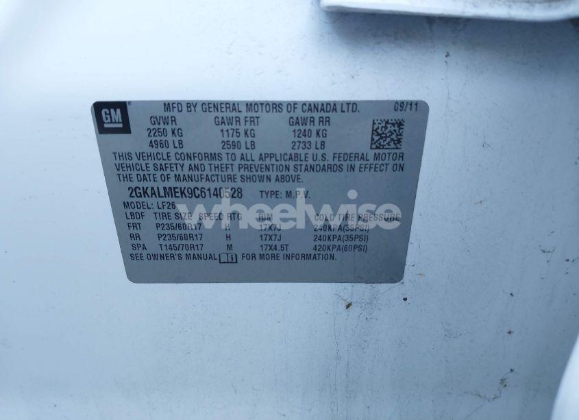 Photo 9 of 2012 Gmc Terrain SLE-1 (VIN 2GKALMEK9C6140528)