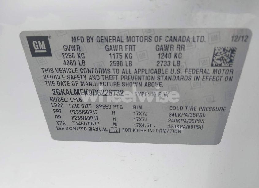 Photo 9 of 2013 Gmc Terrain SLE-1 (VIN 2GKALMEK9D6226732)