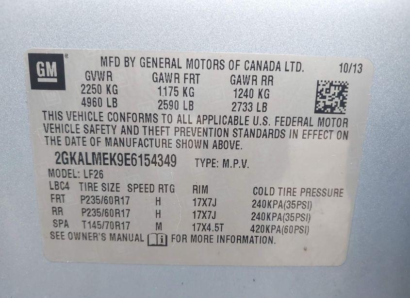 Photo 9 of 2014 Gmc Terrain SLE-1 (VIN 2GKALMEK9E6154349)