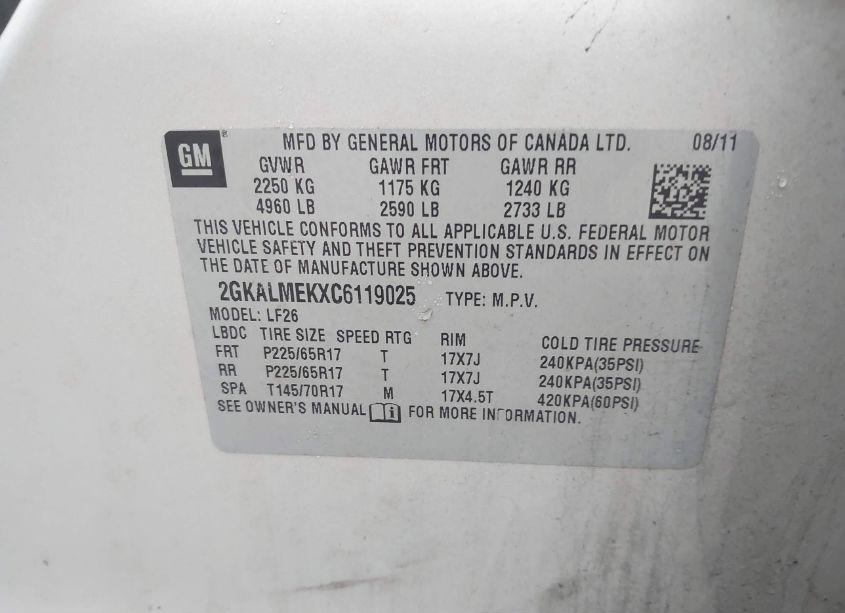 Photo 9 of 2012 Gmc Terrain SLE-1 (VIN 2GKALMEKXC6119025)