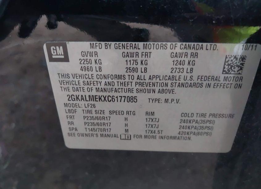 Photo 9 of 2012 Gmc Terrain SLE-1 (VIN 2GKALMEKXC6177085)