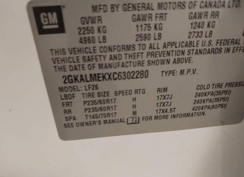Photo 9 of 2012 Gmc Terrain SLE-1 (VIN 2GKALMEKXC6302280)