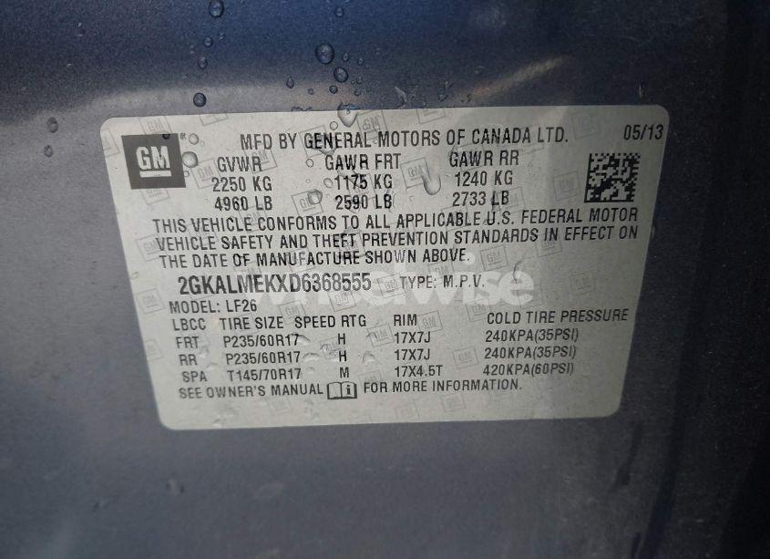 Photo 9 of 2013 Gmc Terrain SLE-1 (VIN 2GKALMEKXD6368555)