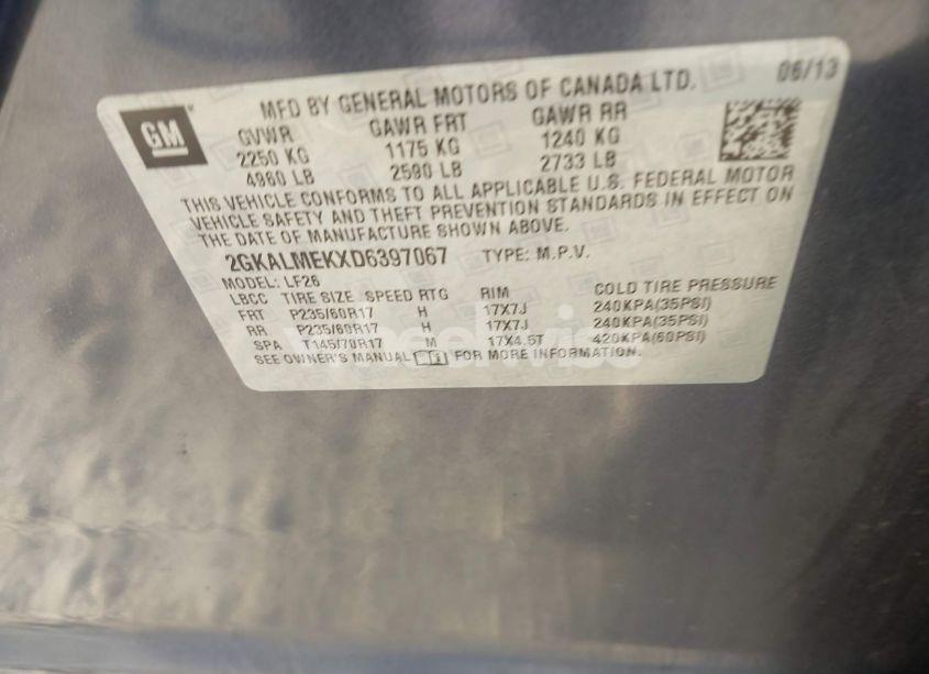 Photo 9 of 2013 Gmc Terrain SLE-1 (VIN 2GKALMEKXD6397067)