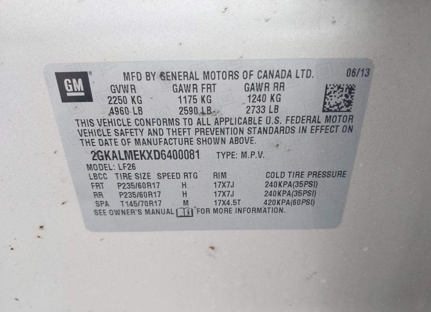 Photo 9 of 2013 Gmc Terrain SLE-1 (VIN 2GKALMEKXD6400081)