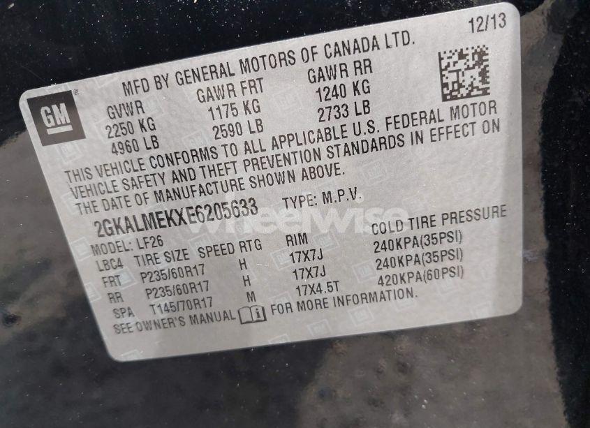 Photo 9 of 2014 Gmc Terrain SLE-1 (VIN 2GKALMEKXE6205633)