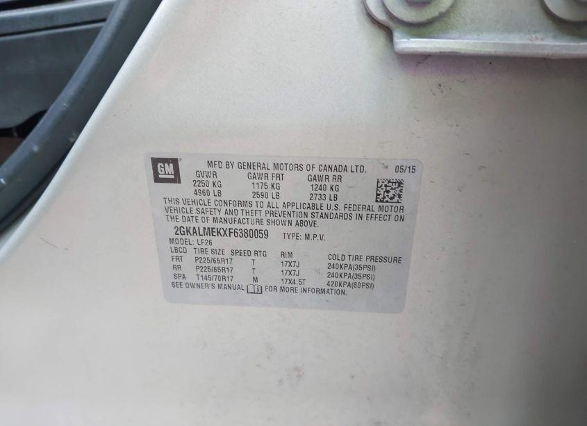 Photo 9 of 2015 Gmc Terrain SLE-1 (VIN 2GKALMEKXF6380059)