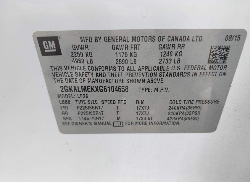 Photo 9 of 2016 Gmc Terrain SLE-1 (VIN 2GKALMEKXG6104658)