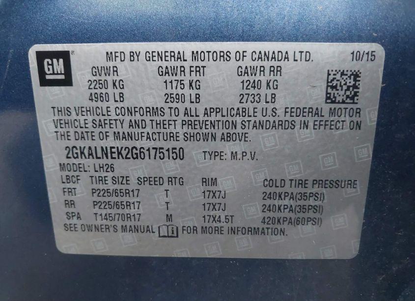 Photo 9 of 2016 Gmc Terrain SLE-2 (VIN 2GKALNEK2G6175150)