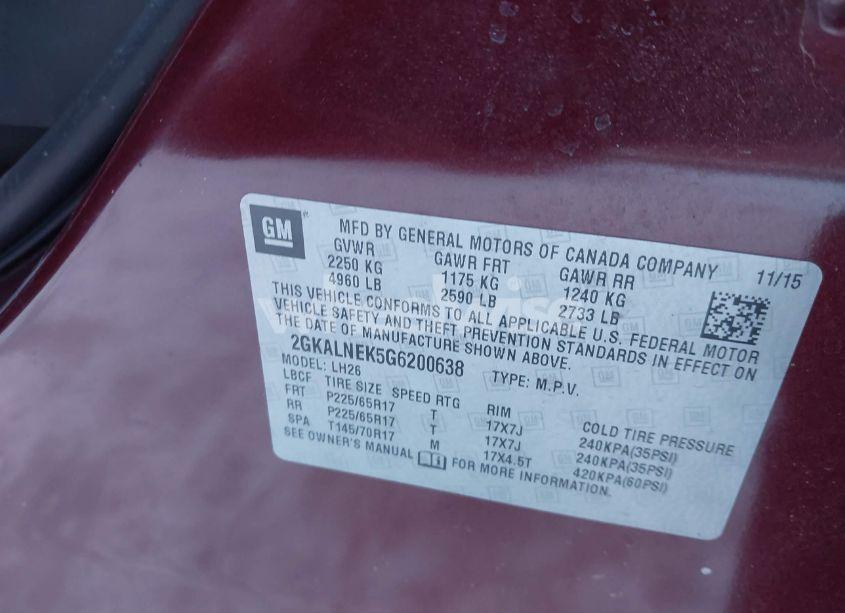 Photo 9 of 2016 Gmc Terrain SLE-2 (VIN 2GKALNEK5G6200638)