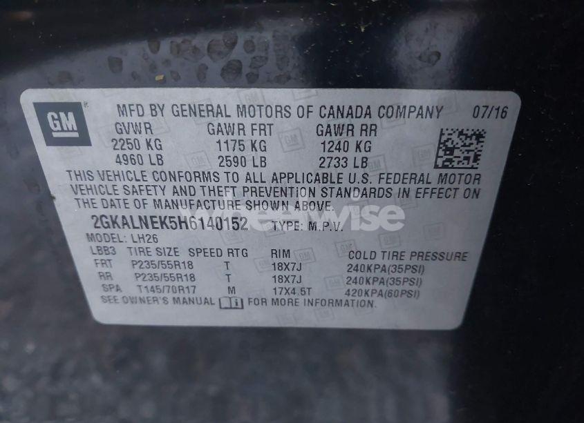 Photo 9 of 2017 Gmc Terrain SLE-2 (VIN 2GKALNEK5H6140152)