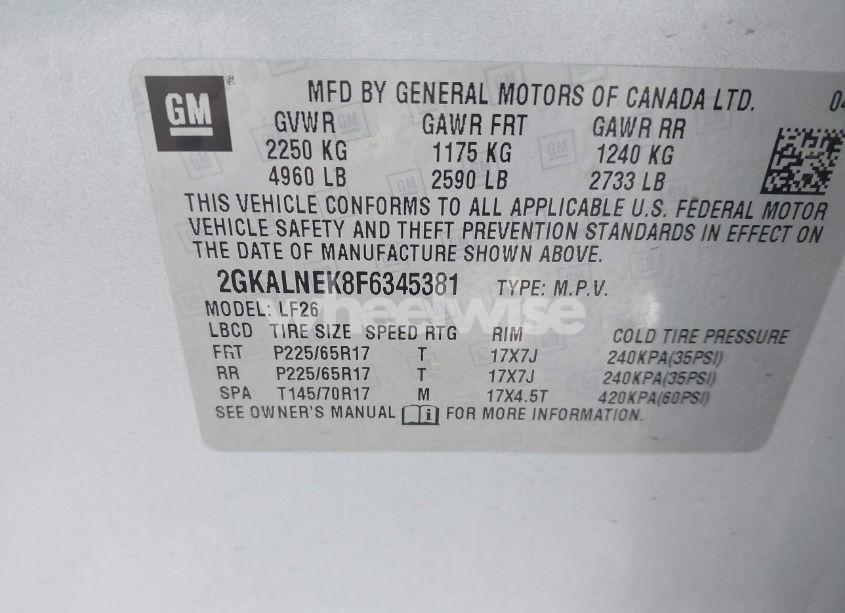 Photo 9 of 2015 Gmc Terrain SL (VIN 2GKALNEK8F6345381)