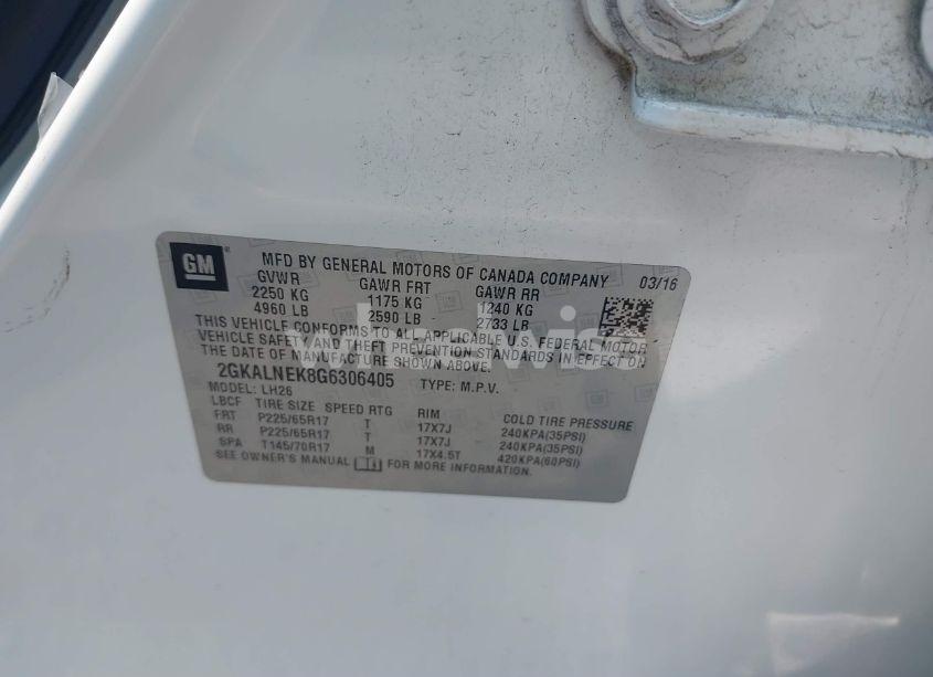 Photo 9 of 2016 Gmc Terrain SLE-2 (VIN 2GKALNEK8G6306405)