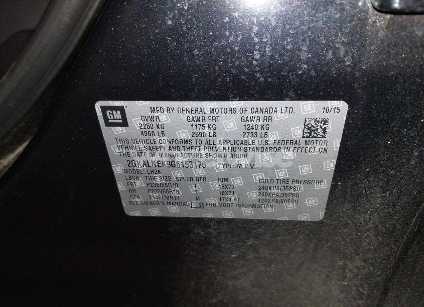 Photo 9 of 2016 Gmc Terrain SLE-2 (VIN 2GKALNEK9G6153176)