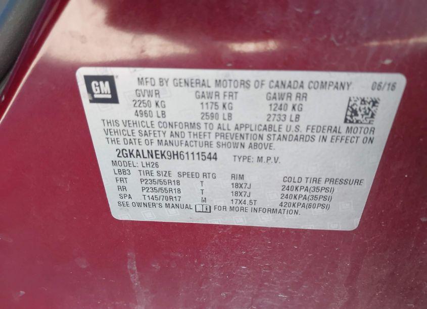 Photo 9 of 2017 Gmc Terrain SLE-2 (VIN 2GKALNEK9H6111544)