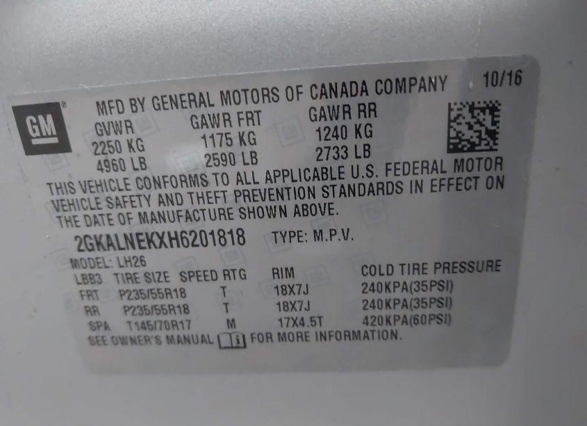 Photo 9 of 2017 Gmc Terrain SLE-2 (VIN 2GKALNEKXH6201818)