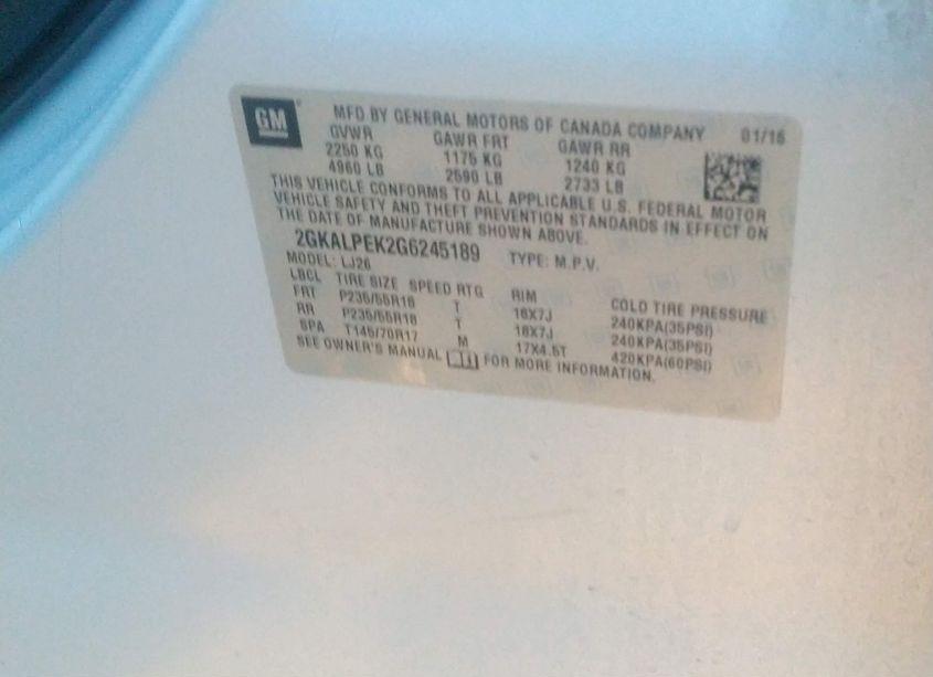 Photo 9 of 2016 Gmc Terrain SLT (VIN 2GKALPEK2G6245189)