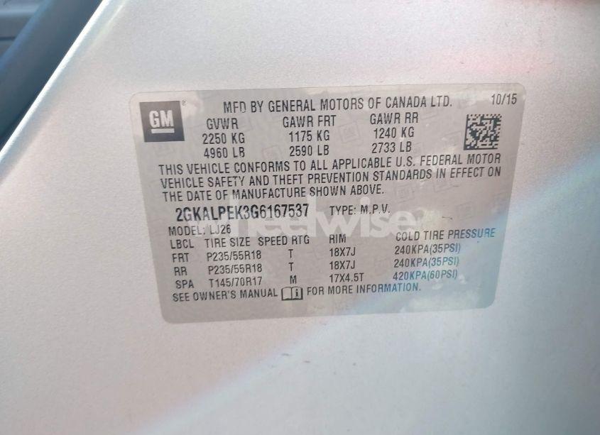 Photo 9 of 2016 Gmc Terrain SLT (VIN 2GKALPEK3G6167537)