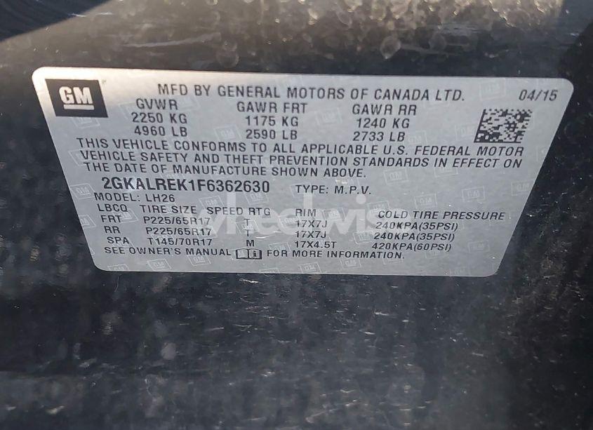 Photo 9 of 2015 Gmc Terrain SLE-2 (VIN 2GKALREK1F6362630)