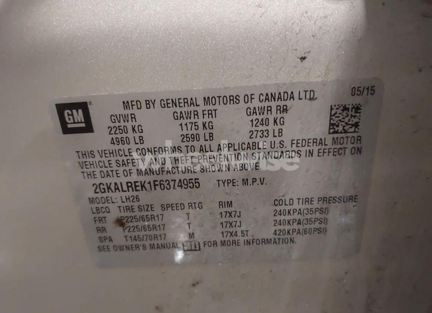 Photo 9 of 2015 Gmc Terrain SLE-2 (VIN 2GKALREK1F6374955)