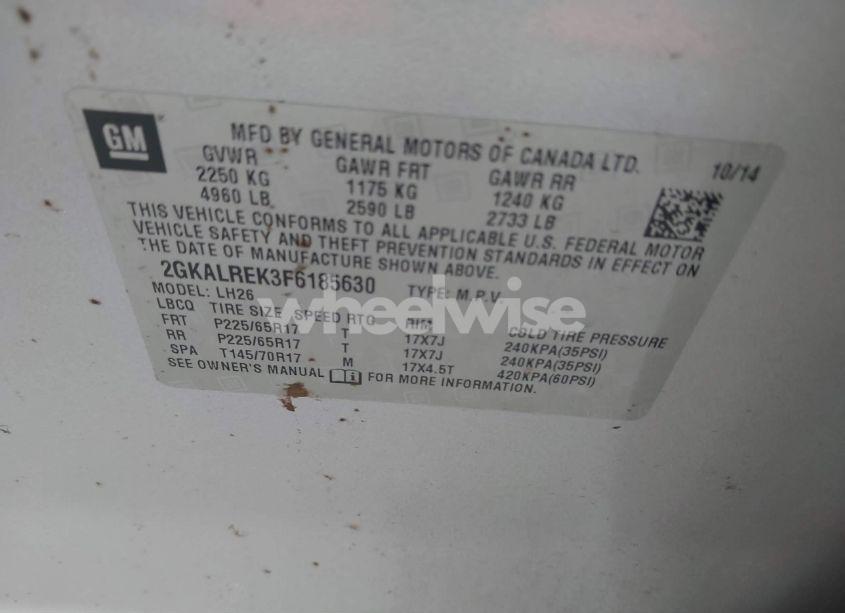 Photo 9 of 2015 Gmc Terrain SLE-2 (VIN 2GKALREK3F6185630)