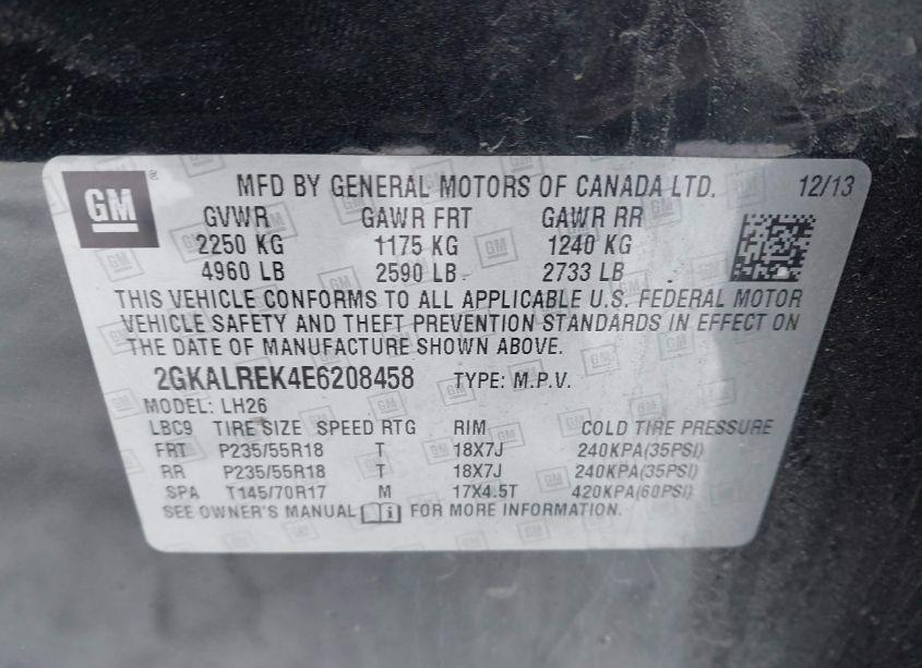 Photo 9 of 2014 Gmc Terrain SLE-2 (VIN 2GKALREK4E6208458)