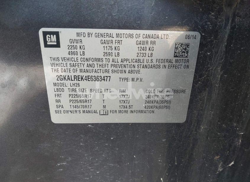 Photo 9 of 2014 Gmc Terrain SLE-2 (VIN 2GKALREK4E6363477)